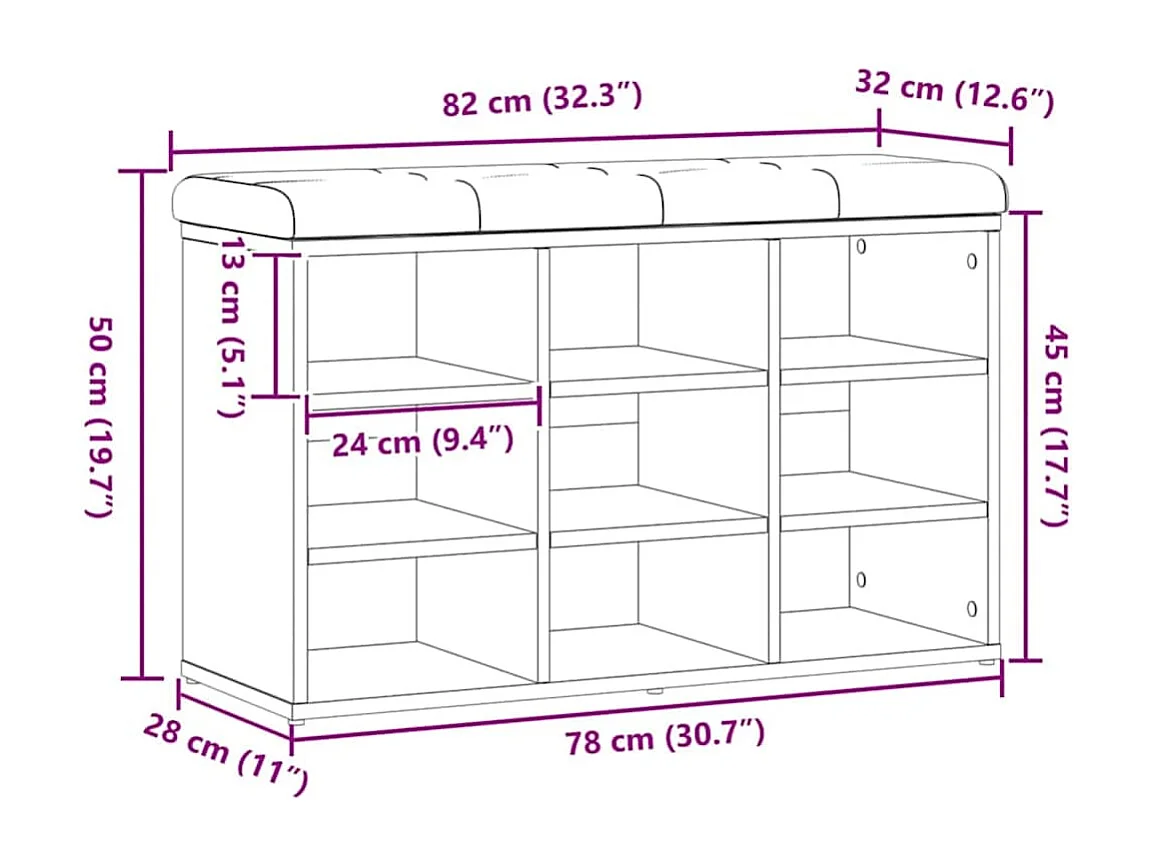 Schuhbank Artisan-Eiche 82x32x50 cm Holzwerkstoff