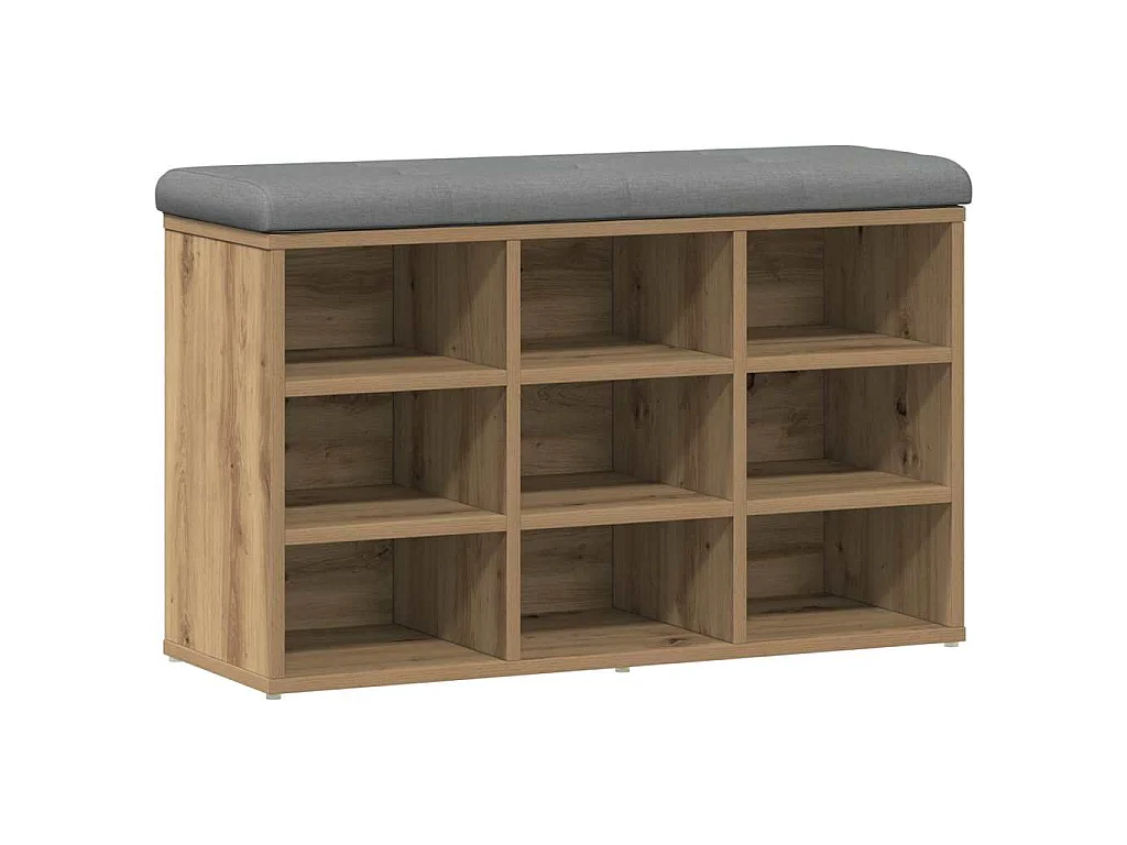 Banc à chaussures chêne artisanal 82x32x50 cm bois d'ingénierie