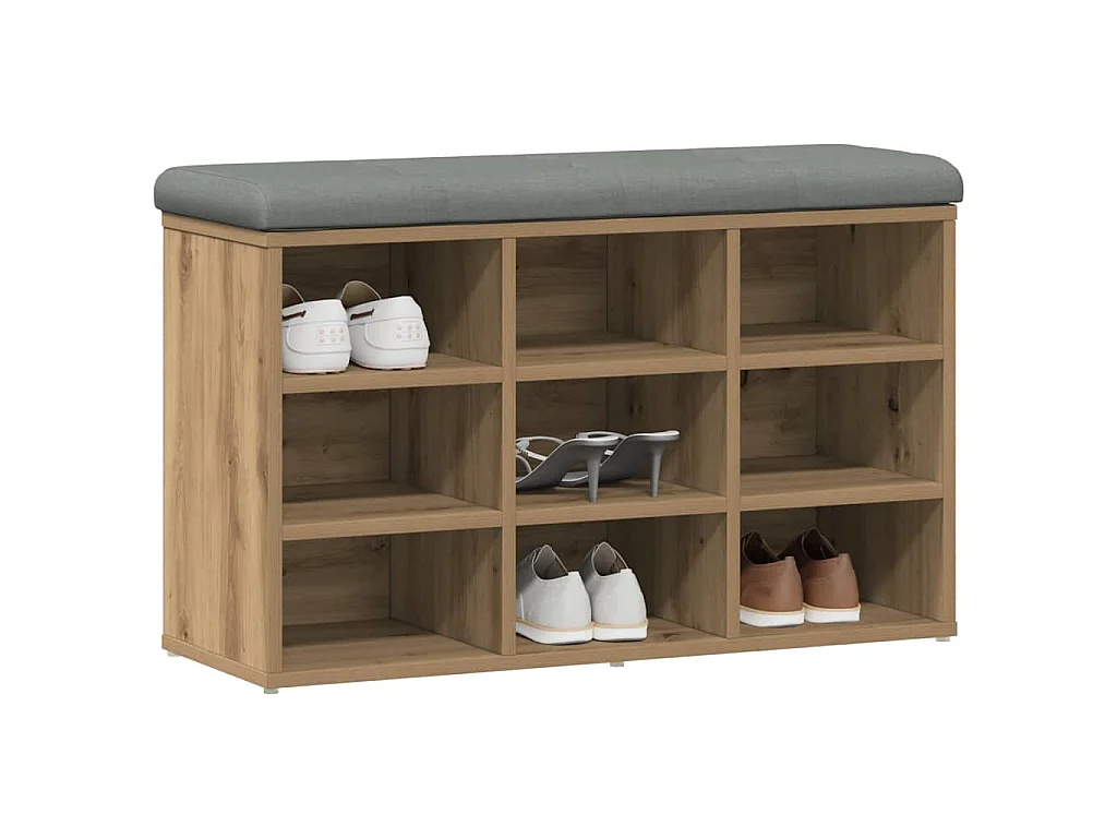 Banc à chaussures chêne artisanal 82x32x50 cm bois d'ingénierie