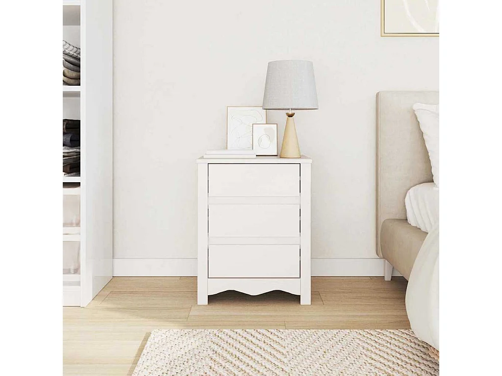 Table basse Drammen Blanc 45 x 35 x 56 cm Bois de pin massif