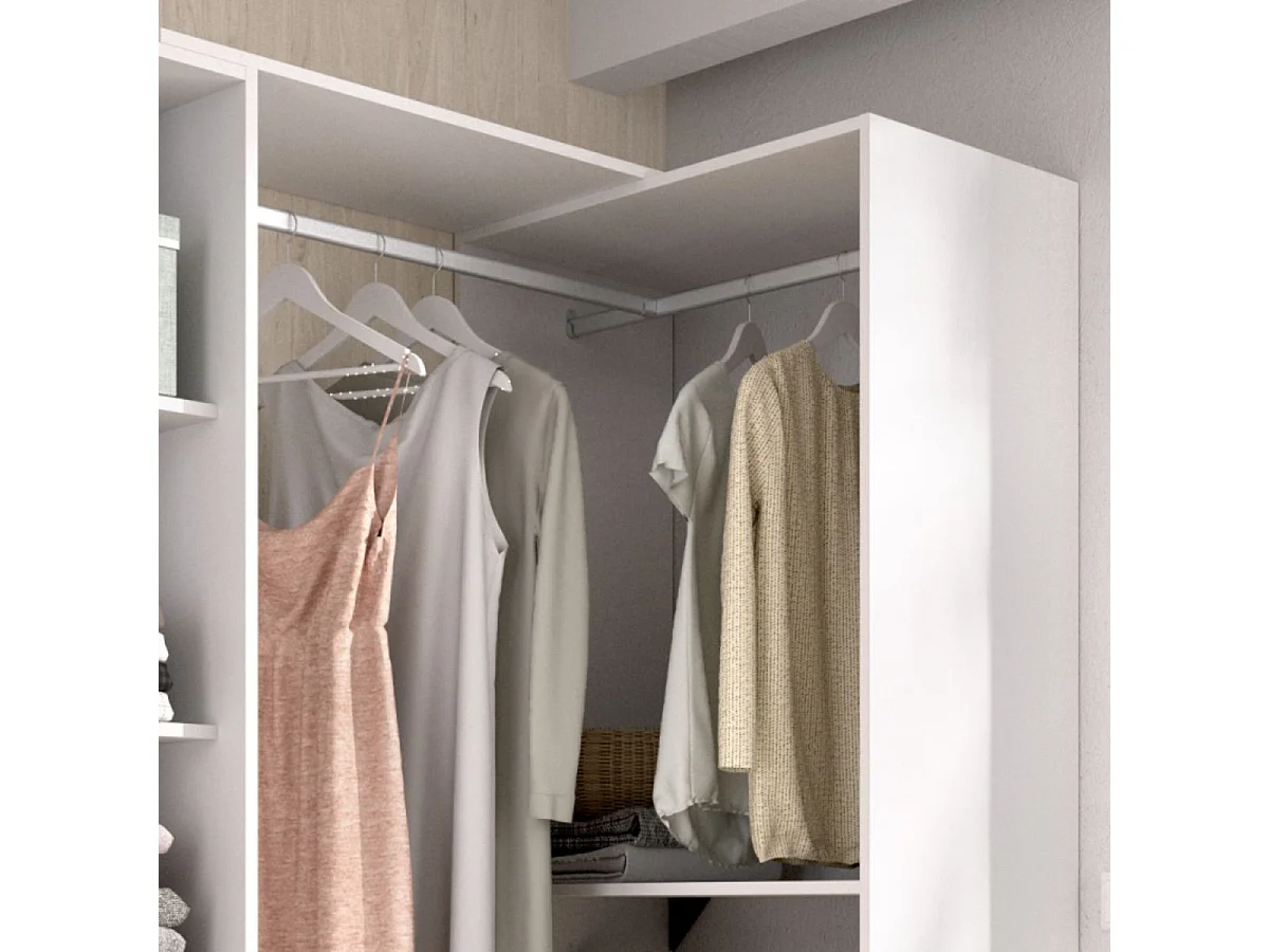 Armario vestidor Suit 3 barras + 1 columna + 1 cajón blanco
