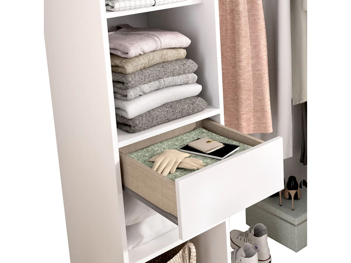 Armario vestidor Suit 3 barras + 1 columna + 1 cajón blanco