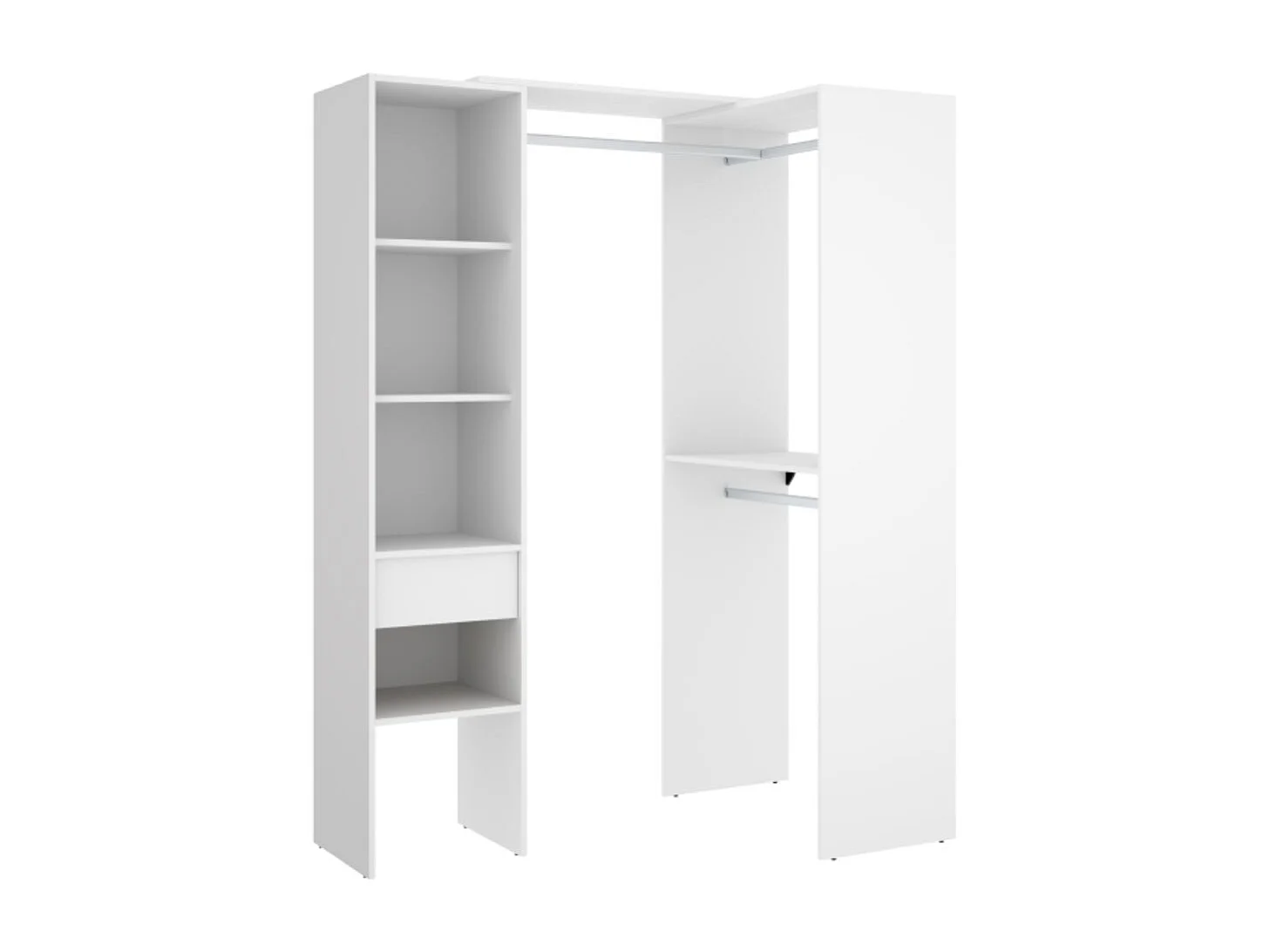 Armario vestidor Suit 3 barras + 1 columna + 1 cajón blanco