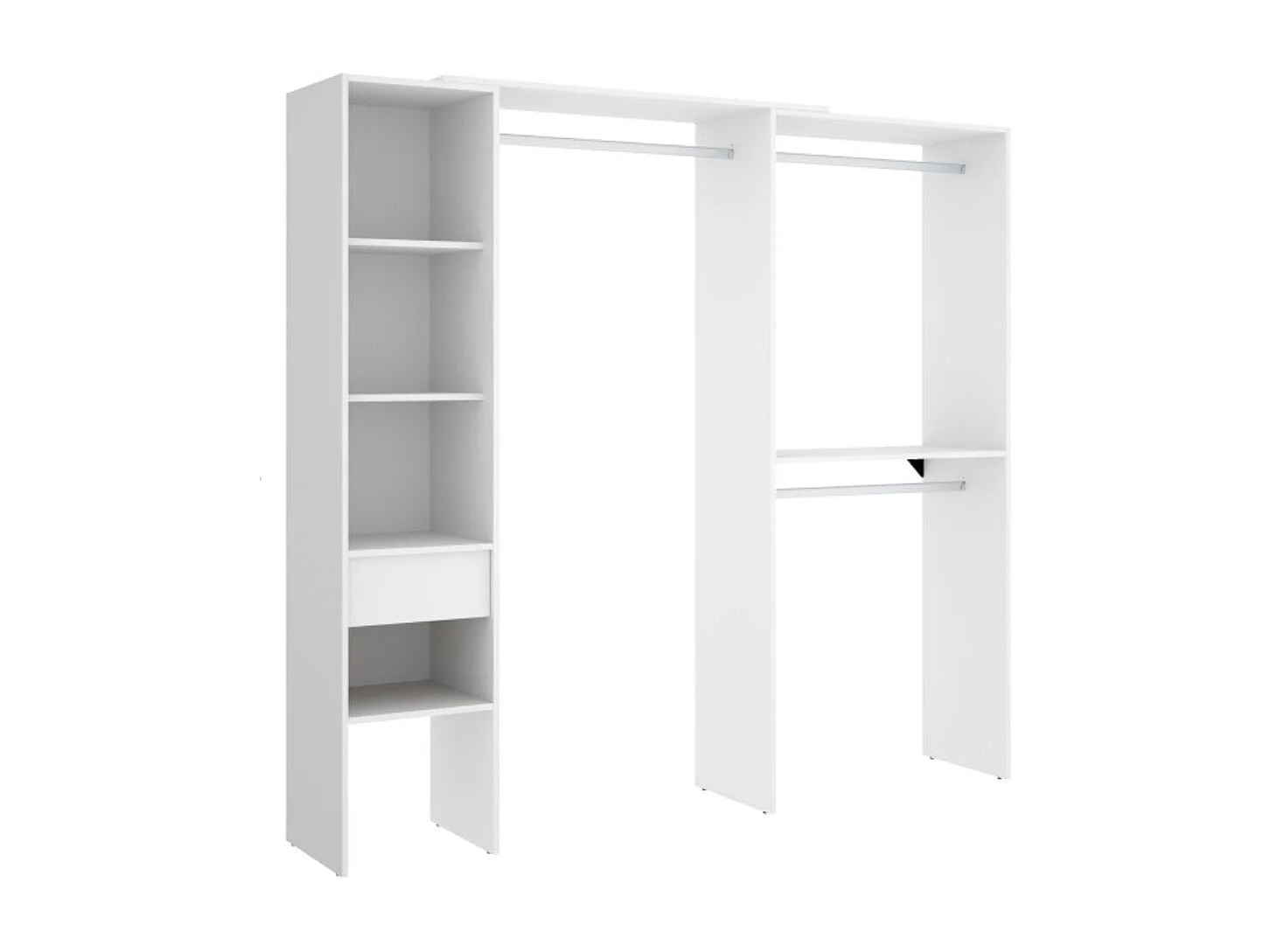 Armario vestidor Suit 3 barras + 1 columna + 1 cajón blanco