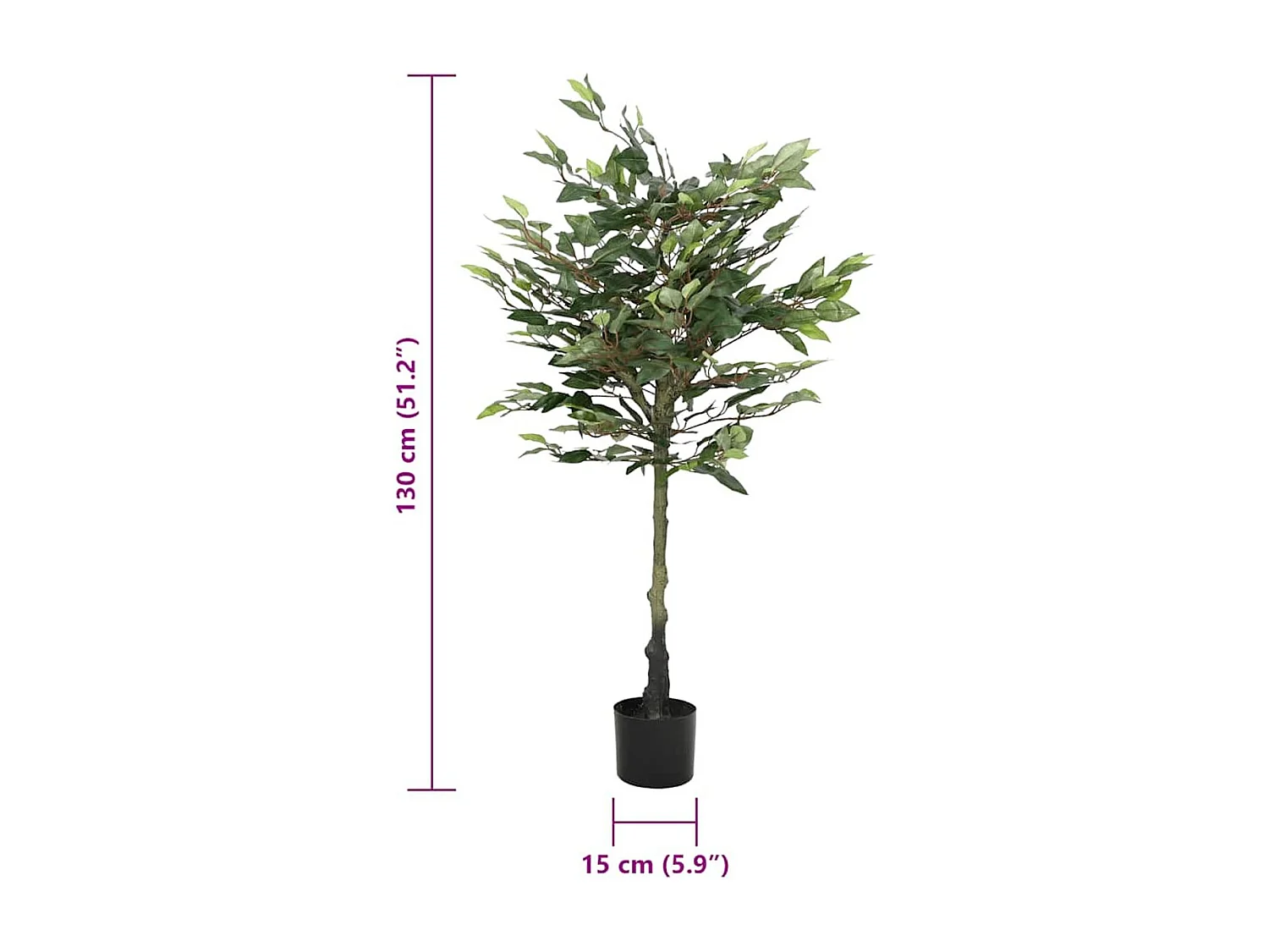 Planta artificial Singapur 480 hojas verde 130 cm