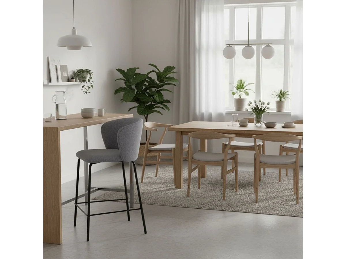 Pack de 2 taburetes Margot con respaldo curvo gris 103x53x50 cm Adec