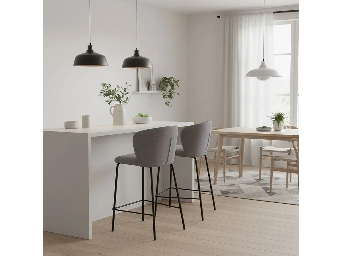 Pack de 2 taburetes Margot con respaldo curvo gris 103x53x50 cm Adec