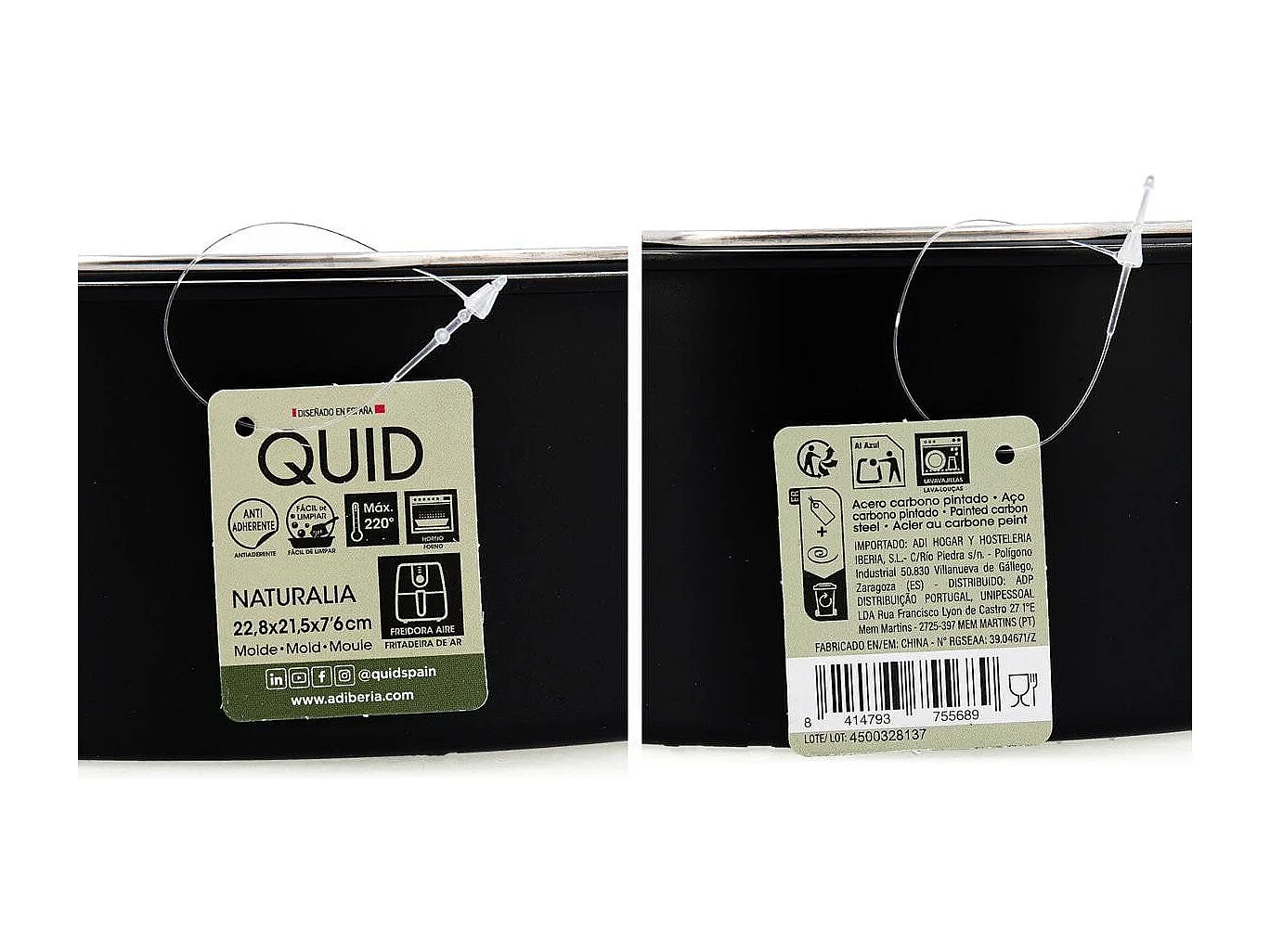 Molde para horno Quid Naturalia con asa negro Ø22,8 cm