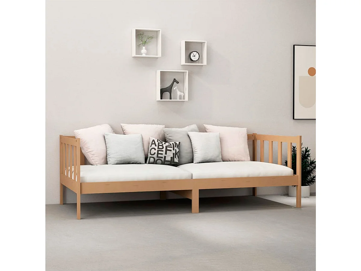 Sofá-cama de madera rústico marrón 66x203x98 cm