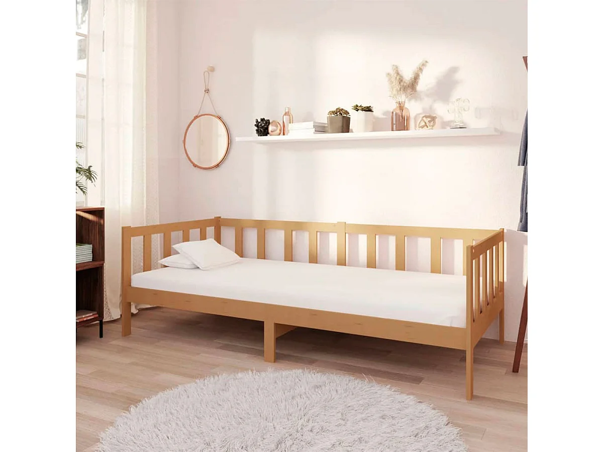 Sofá-cama de madera rústico marrón 66x203x98 cm