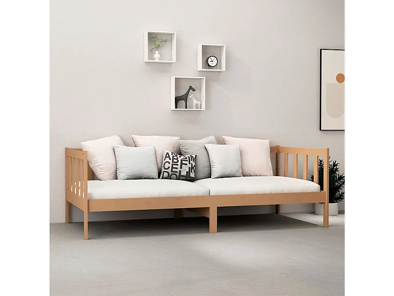 Sofá-cama de madera rústico marrón 66x203x98 cm