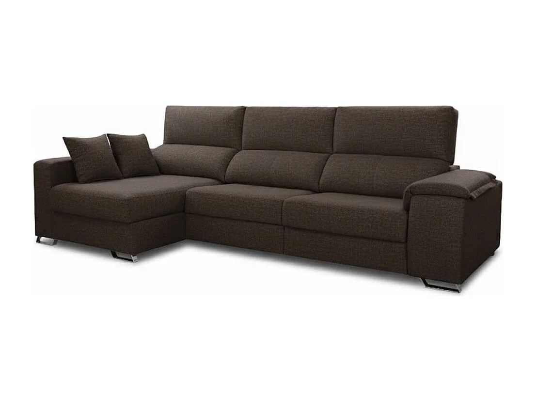 Sofá chaiselongue izquierda Sidney 3 plazas deslizante y reclinable tela Bergamo negro 285 cm
