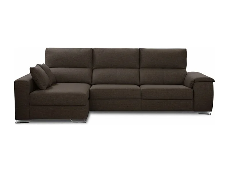 Sofá chaiselongue izquierda Sidney 3 plazas deslizante y reclinable tela Bergamo negro 285 cm