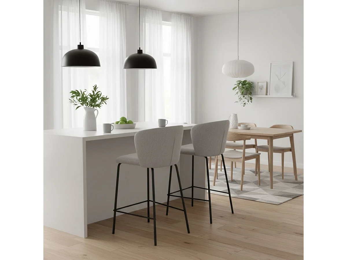 Pack de 2 taburetes Margot con respaldo curvo beige 103x53x50 cm Adec