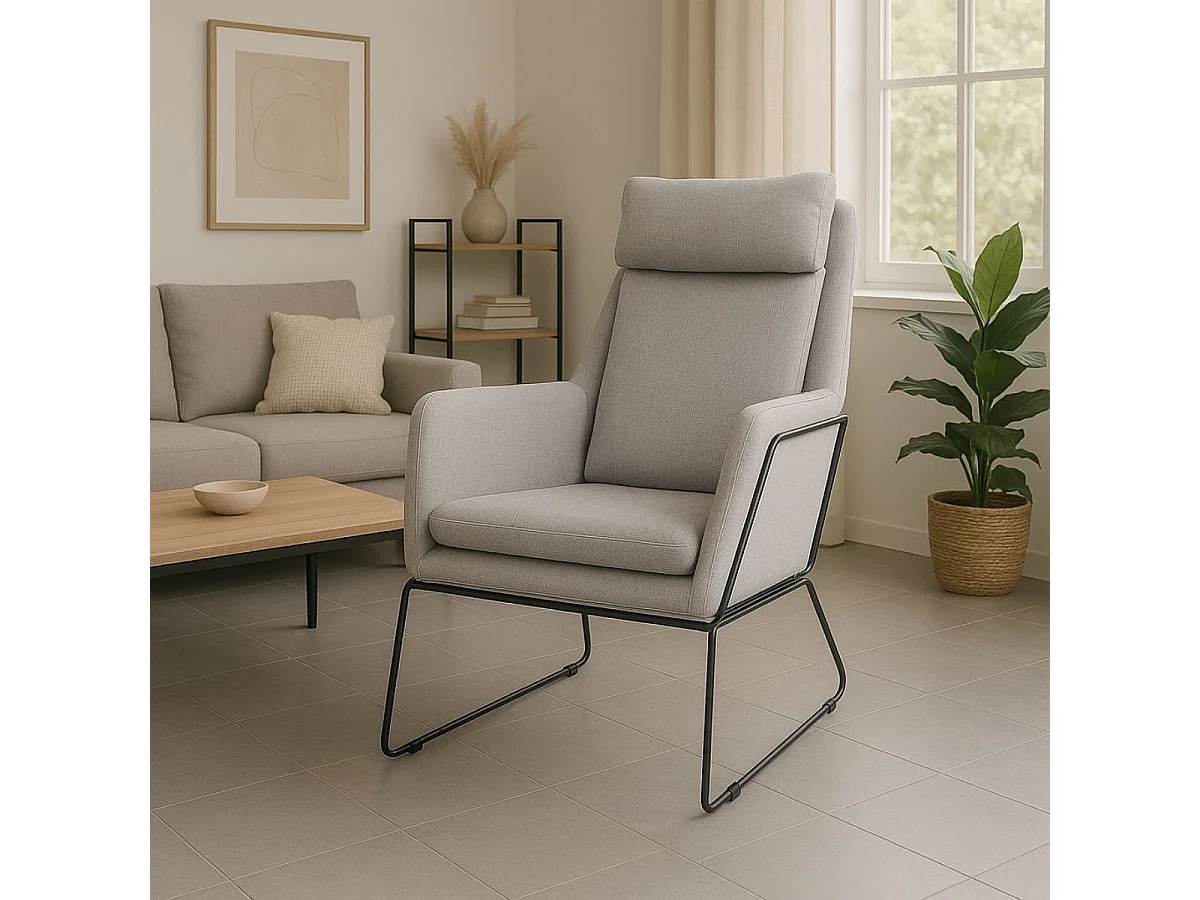 Butaca Sintra respaldo alto beige 107x72x90 cm Adec