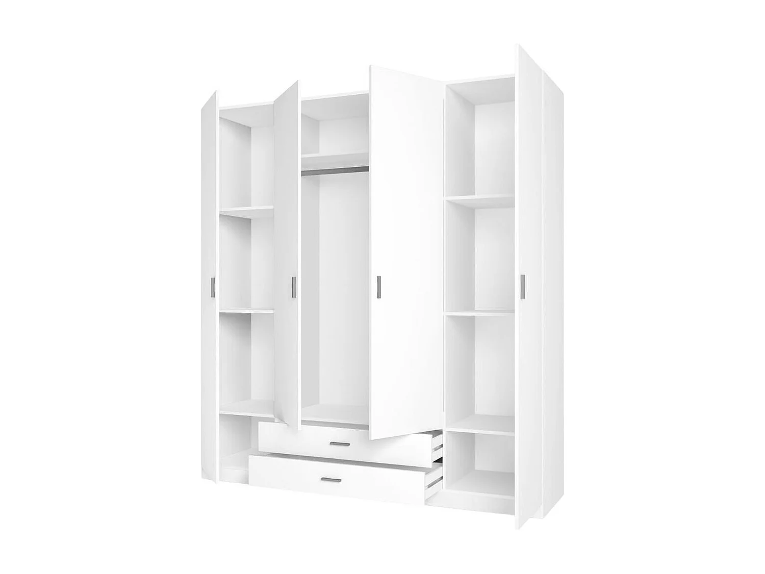 Armario Roma 4 puertas + 2 cajones blanco mate 215,5x198x52,6 cm