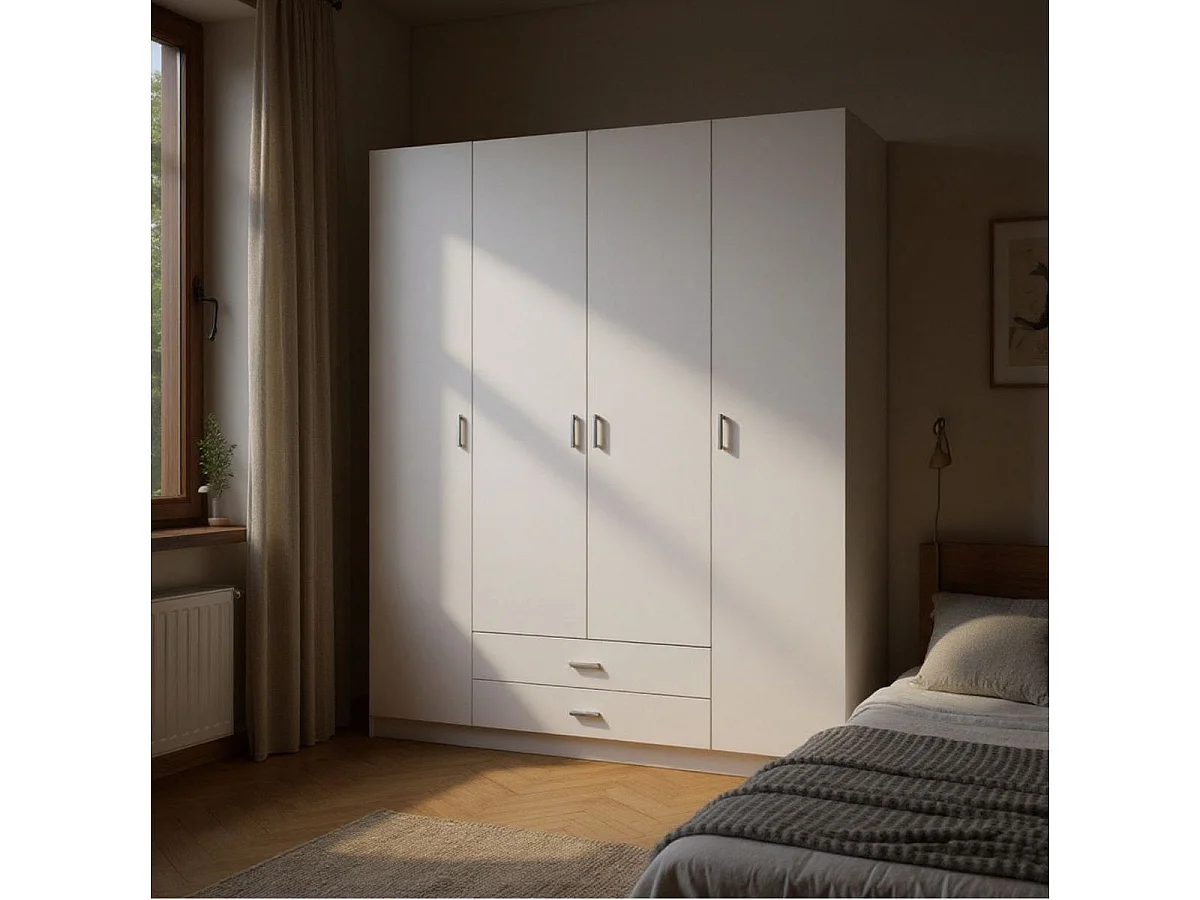 Armario Roma 4 puertas + 2 cajones blanco mate 215,5x198x52,6 cm