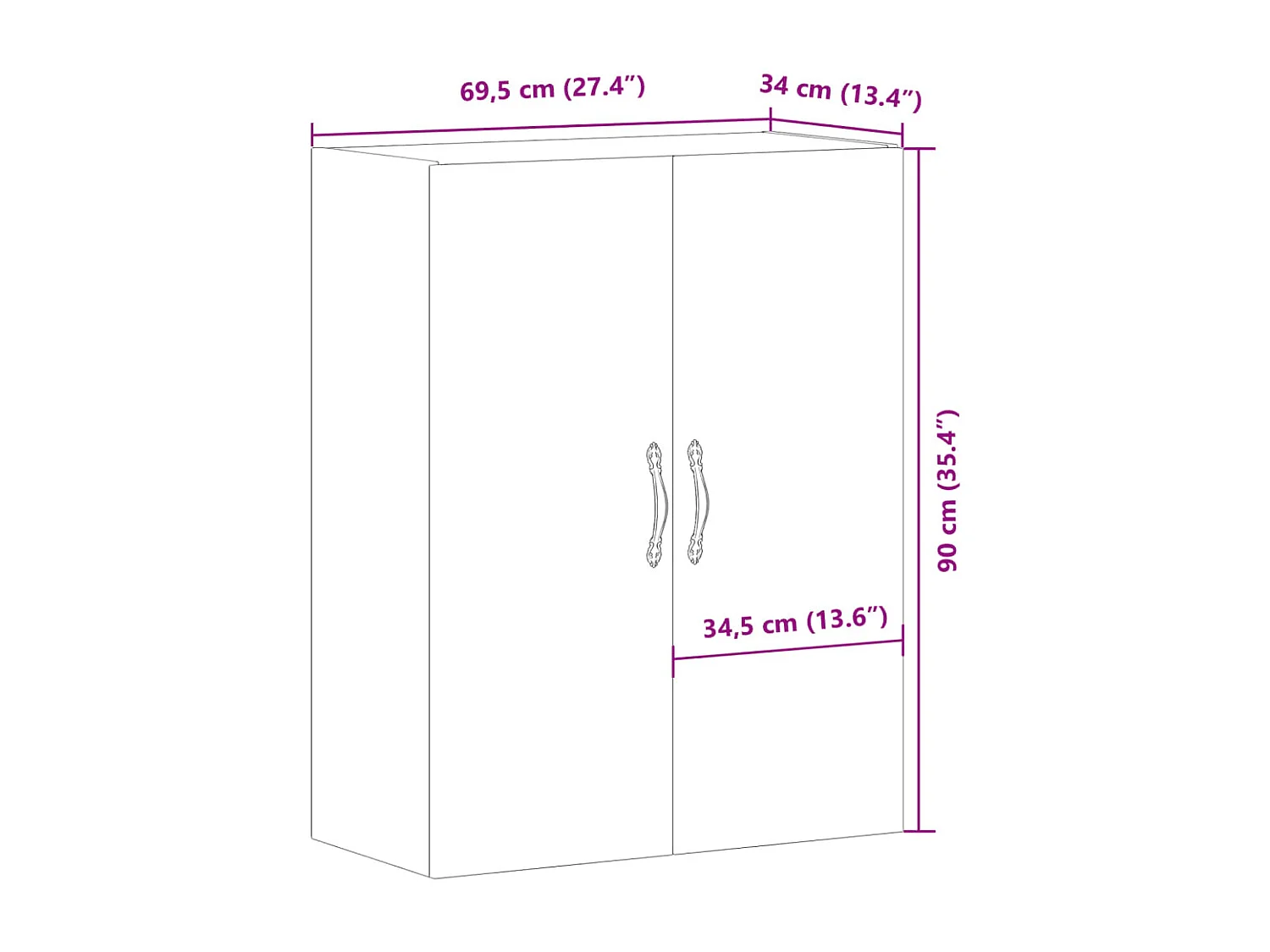 Armoire murale vieux bois 69,5x34x90 cm bois d'ingénierie