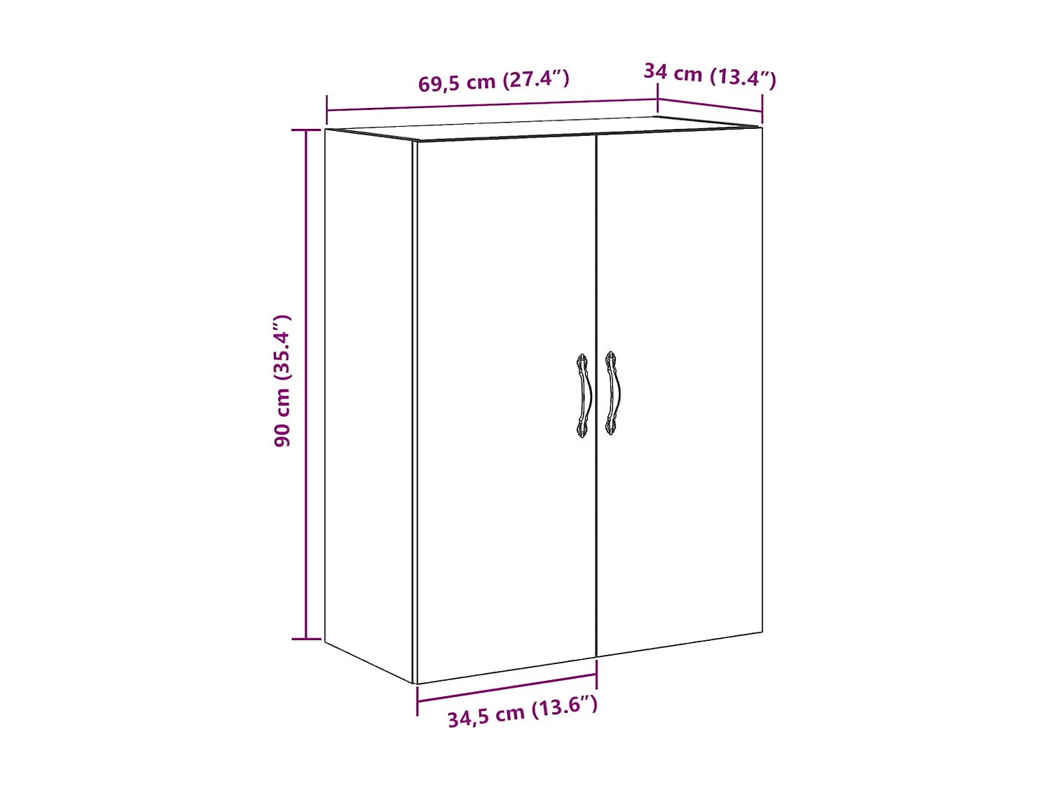 Armoire murale chêne artisanal 69,5x34x90 cm bois d'ingénierie