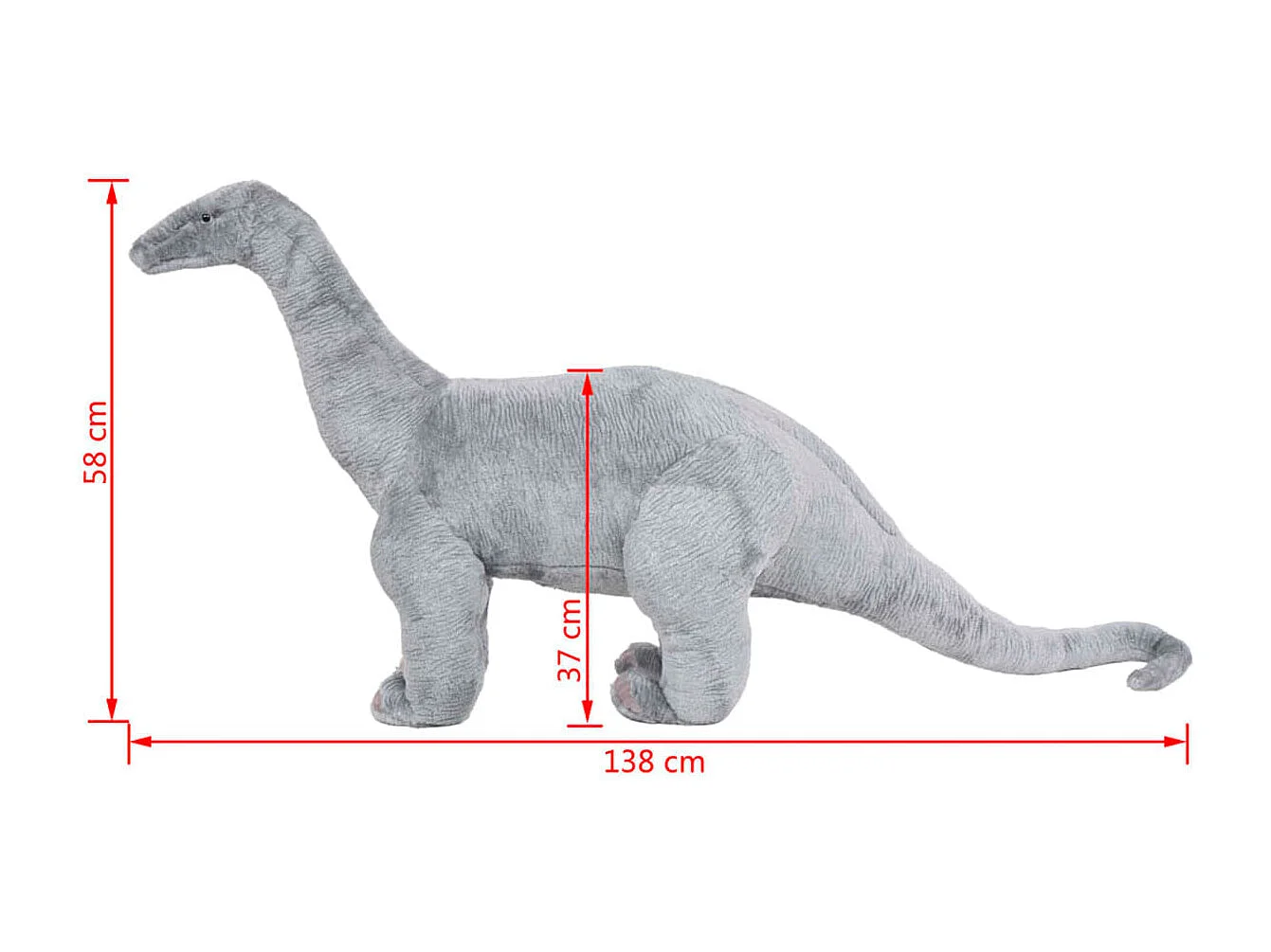 VidaXL Peluche de dinosaurio Braquiosaurio XXL gris 58x138 cm