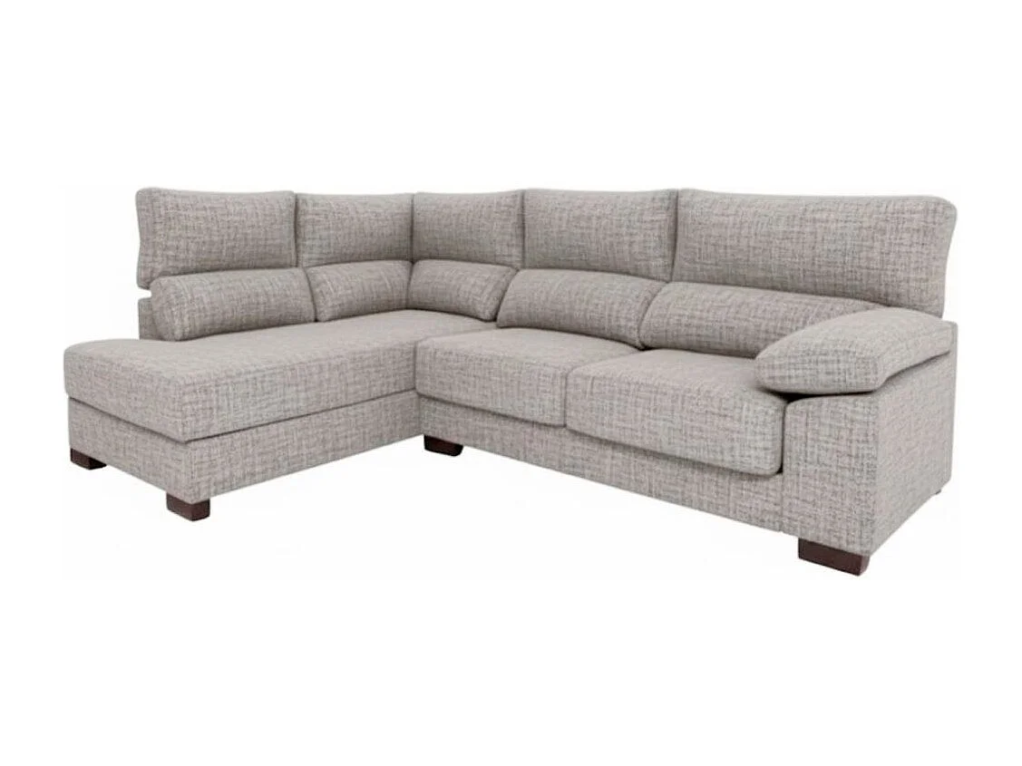 Sofá chaiselongue Meridien 3 plazas deslizante + reclinable tela Ópera gris claro izquierda 100x282x195 cm