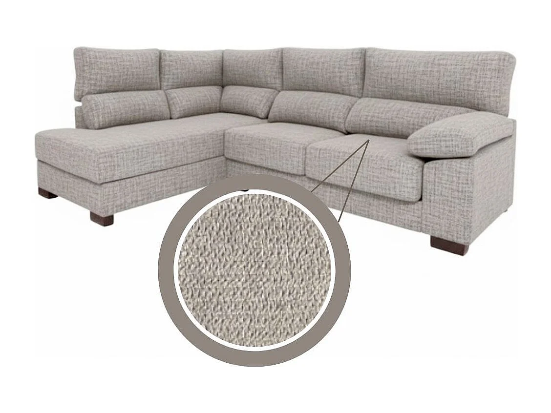 Sofá chaiselongue Meridien 3 plazas deslizante + reclinable tela Ópera gris claro izquierda 100x282x195 cm