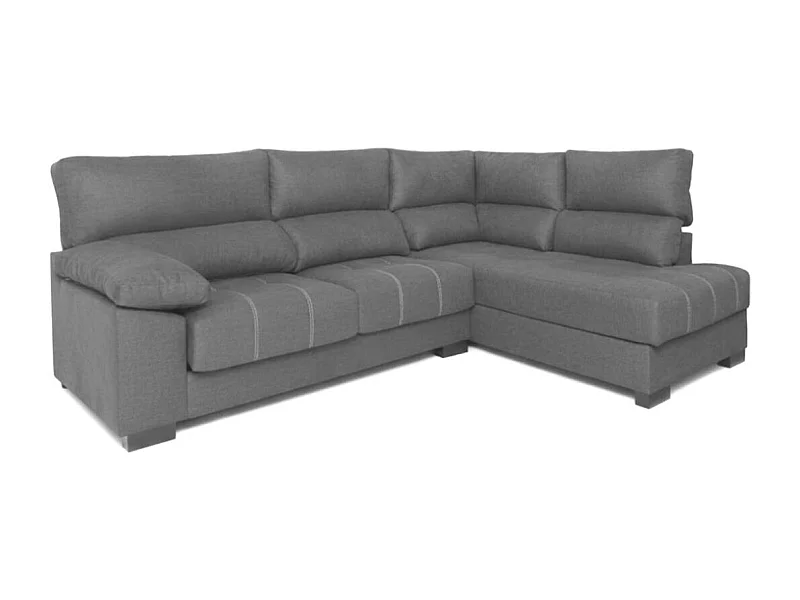 Sofá chaiselongue Meridien 3 plazas deslizante + reclinable tela Nevada derecha gris 100x282x195 cm