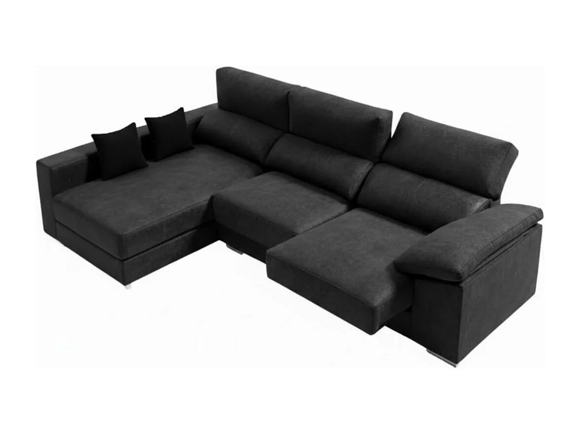 Sofá chaiselongue derecha Calgary 3 plazas deslizante y reclinable tela sorrento izquierda antracita 290 cm