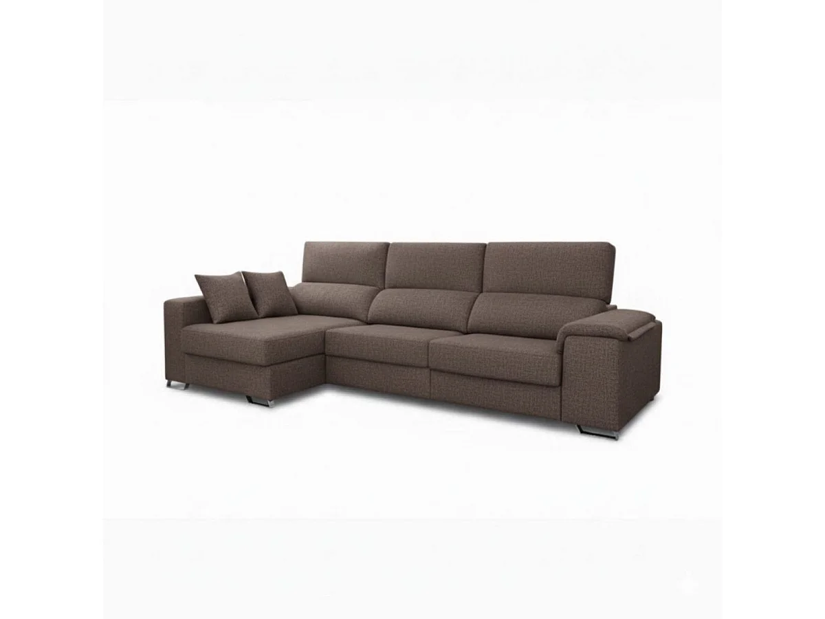 Sofá chaiselongue izquierda Sidney 3 plazas deslizante y reclinable tela Nevada gris oscuro 285 cm