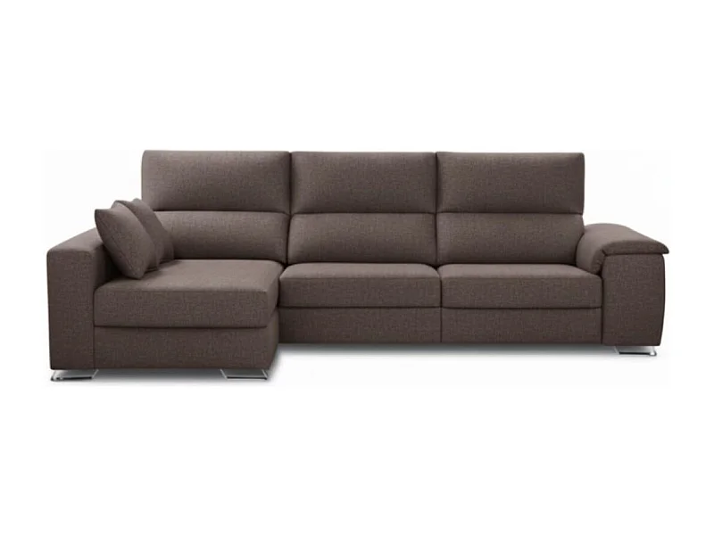 Sofá chaiselongue izquierda Sidney 3 plazas deslizante y reclinable tela Nevada gris oscuro 285 cm