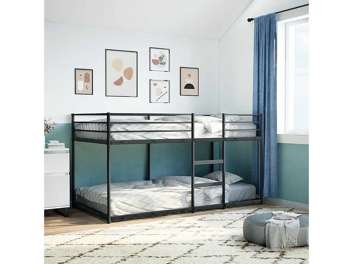 Lit superposé sans matelas noir 90x200 cm acier