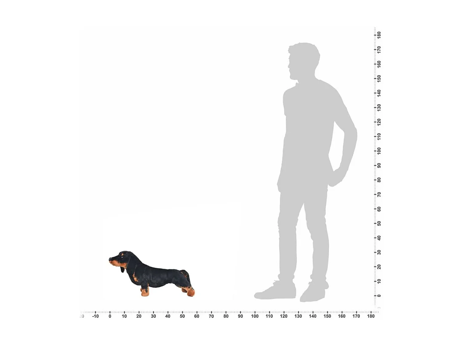 Vidaxl perro teckel de peluche de pie negro xxl