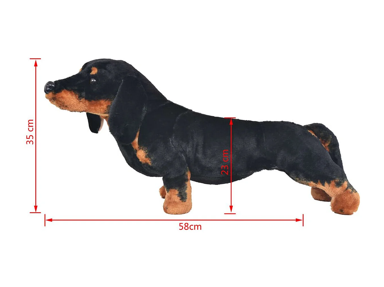 Vidaxl perro teckel de peluche de pie negro xxl