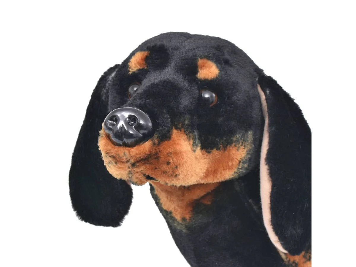 Vidaxl perro teckel de peluche de pie negro xxl