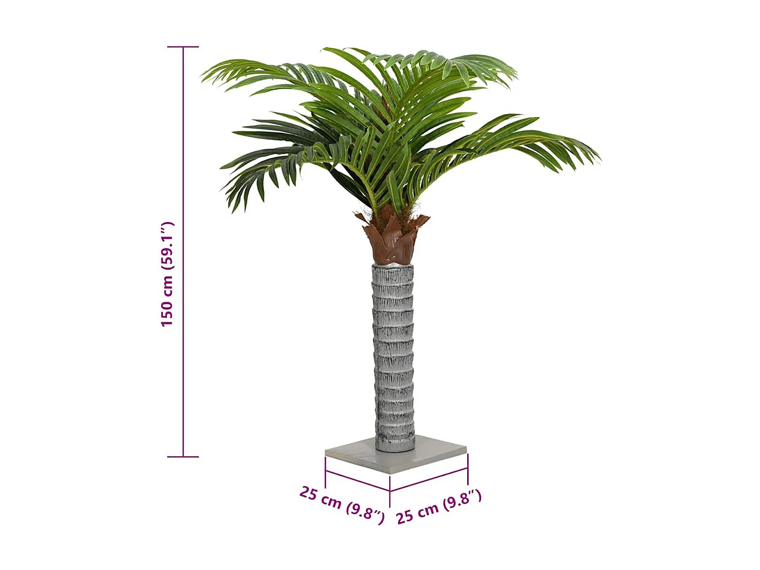 Planta artificial Palmera 12 hojas verde 150 cm