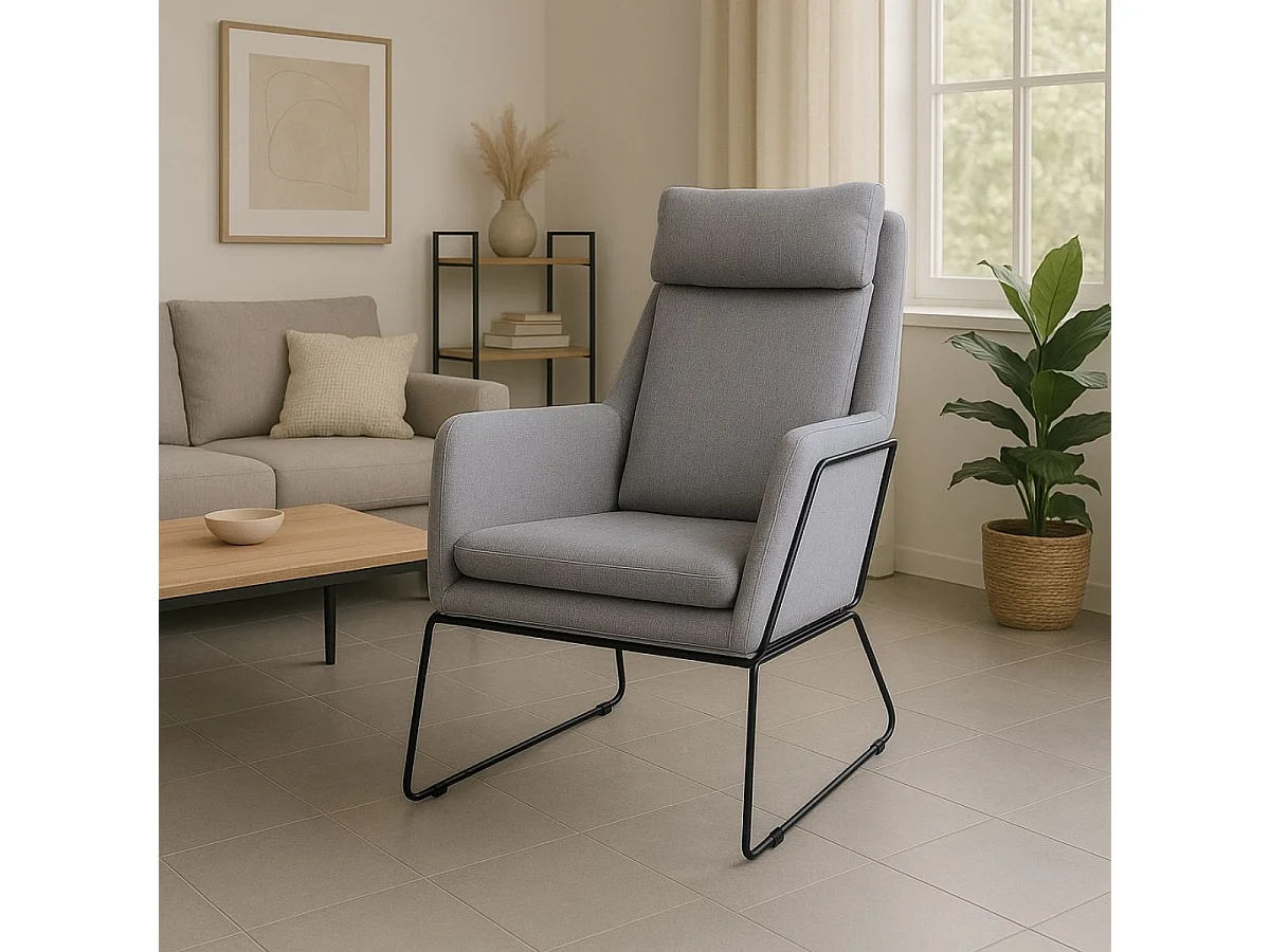 Butaca Sintra respaldo alto gris 107x72x90 cm Adec