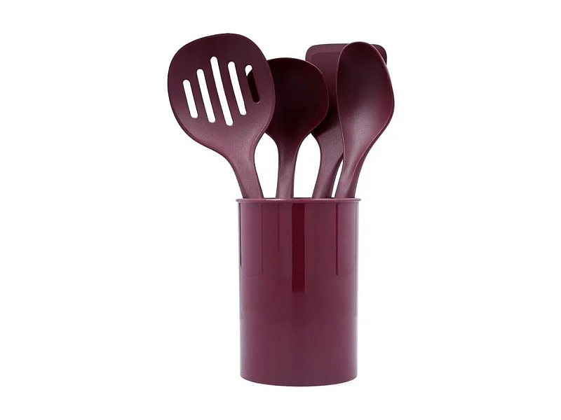 Set de 4 utensilios de cocina Scarlet Quid con soporte granate