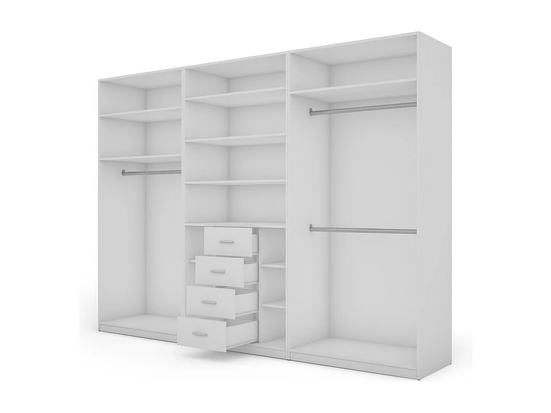 Armadio moderno 300 × 220 cm – con appendiabiti, ripiani interni e ampi cassetti esterni, modulare Con specchio