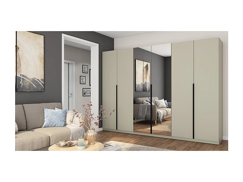 Armadio moderno 300 × 220 cm – con appendiabiti, ripiani interni e ampi cassetti esterni, modulare ferramenta di alta qualità