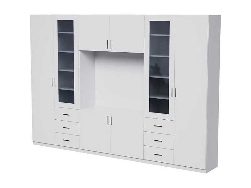 Meuble mural moderne Livio avec meuble TV – 320 cm, grand espace de rangement quincaillerie de haute qualité