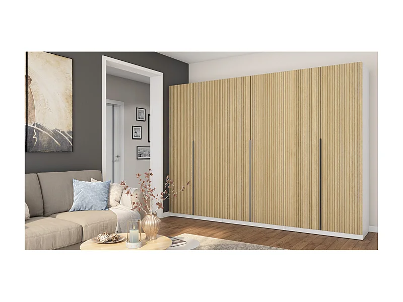 Armadio moderno 300 × 220 cm – con appendiabiti, ripiani interni e ampi cassetti esterni, modulare