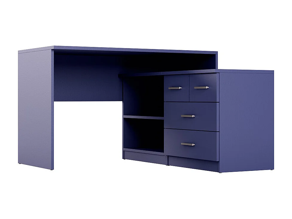 Scrivania angolare 120x120 cm con cassetti, armadietto e mensole chiusura soft – stile moderno – EMEBLAST