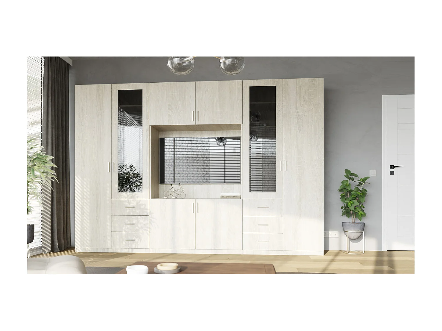 Parete attrezzata moderna Livio con mobile TV – 320 cm, grande spazio contenitivo