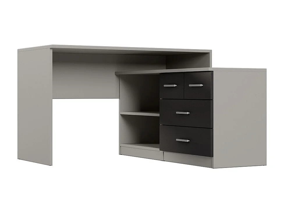 Scrivania angolare 120x120 cm con cassetti, armadietto e mensole – stile moderno – EMEBLAST