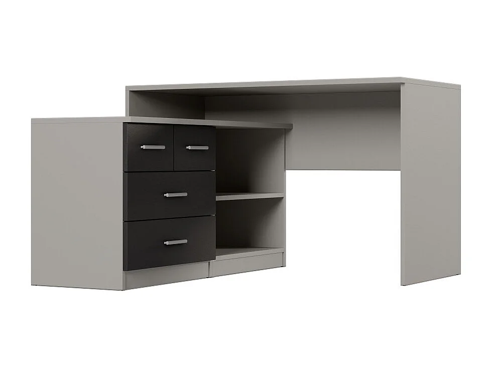 Scrivania angolare 120x120 cm con cassetti, armadietto e mensole – stile moderno – EMEBLAST