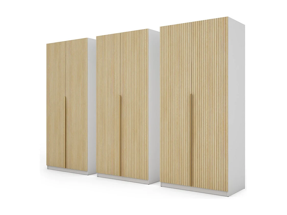 Armoire moderne 300 × 220 cm – avec penderie, étagères intérieures et tiroirs spacieux extérieurs, modulable Avec miroir