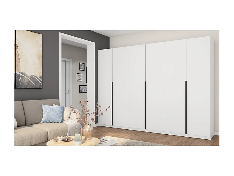Armoire moderne 300 × 220 cm – avec penderie, étagères intérieures et tiroirs spacieux extérieurs, modulable