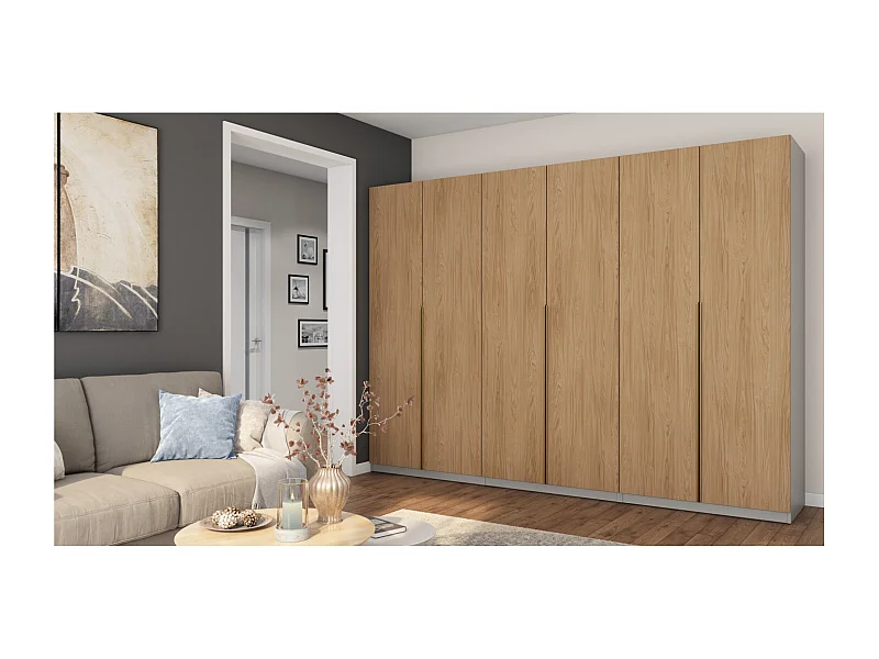 Armadio moderno 300 × 220 cm – con appendiabiti, ripiani interni e ampi cassetti esterni, modulare ferramenta di alta qualità