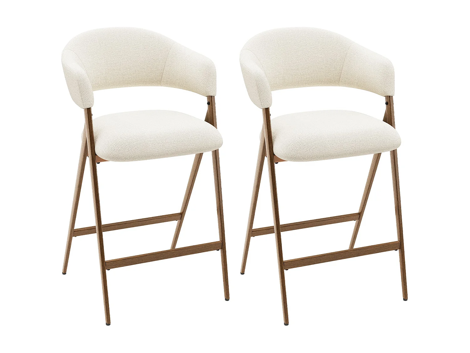 Lot de 2 tabourets de bar pivotants modernes, tissu, dossier haut fixe – Beige
