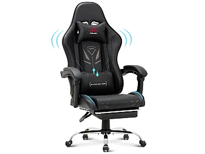 Chaise gaming ergonomique, avec repose-pieds, capacité de charge maximale 136kg – Noir